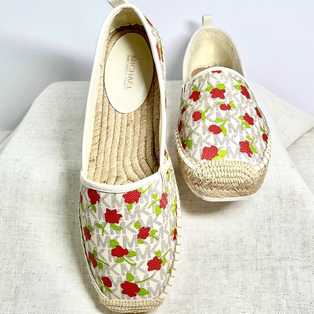 NWOT Michael Kors Floral Espadrille Flats MK Lenny Cottagecore slip-ons size 9 - Picture 16 of 16